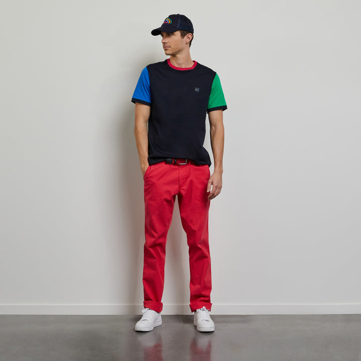 T-shirt bleu foncé colorblock