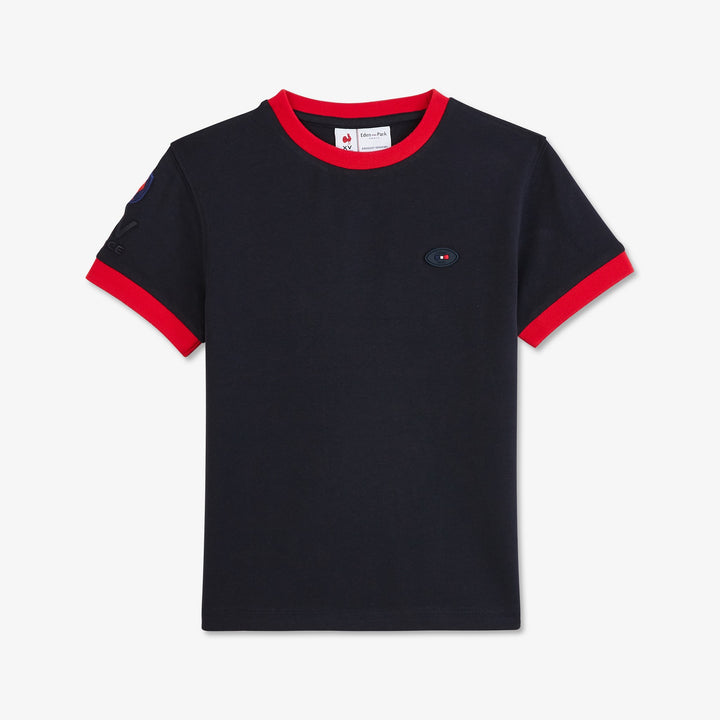 T-shirt bleu marine à sérigraphie coq de France dos