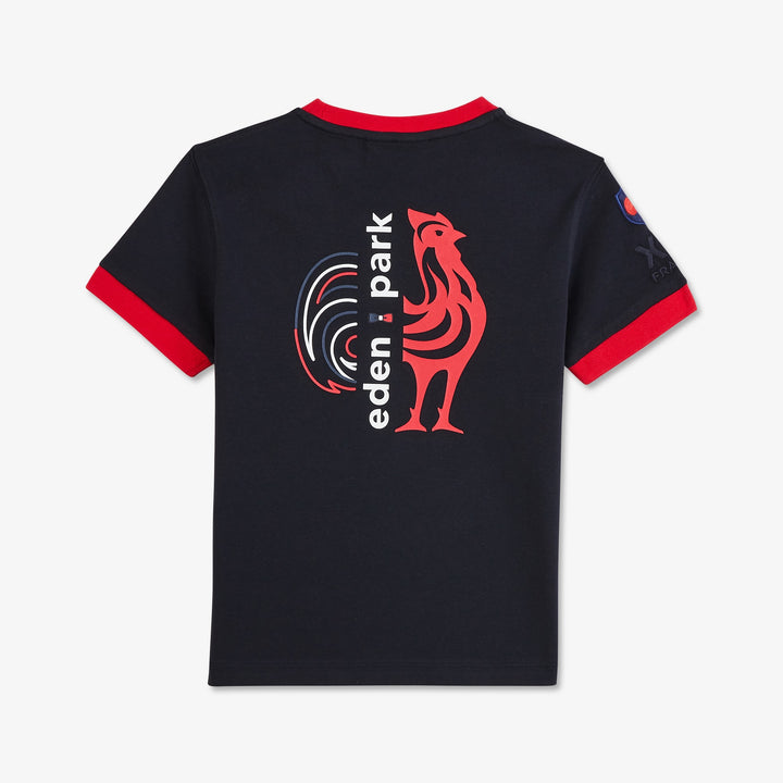 T-shirt bleu marine à sérigraphie coq de France dos