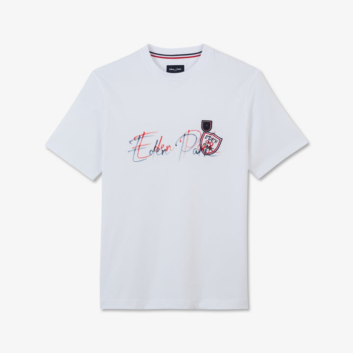 T-shirt blanc à sérigraphie Eden Park bicolore