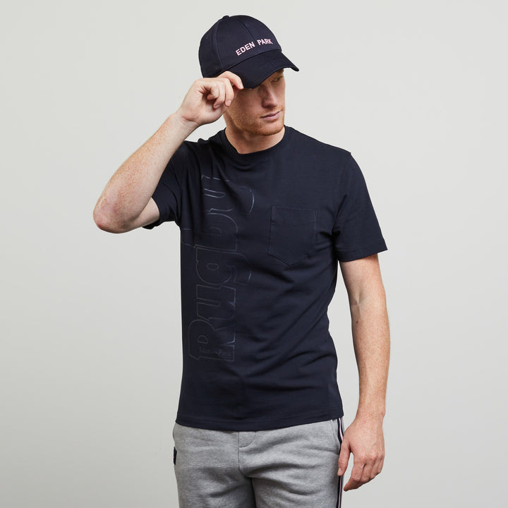 T-shirt bleu marine inscription rugby
