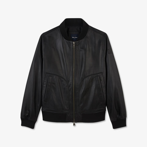 Blouson zippé en cuir noir - Image 2