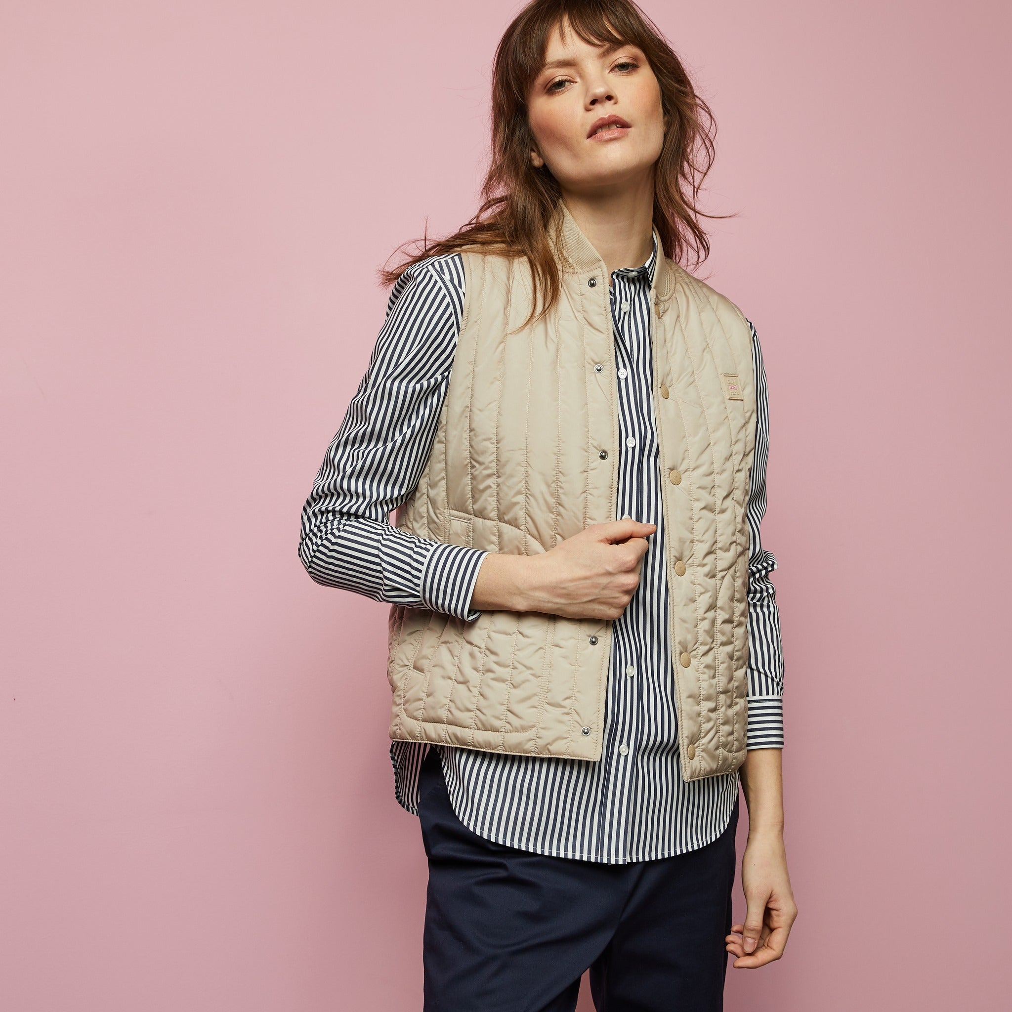 Doudoune beige sans manches