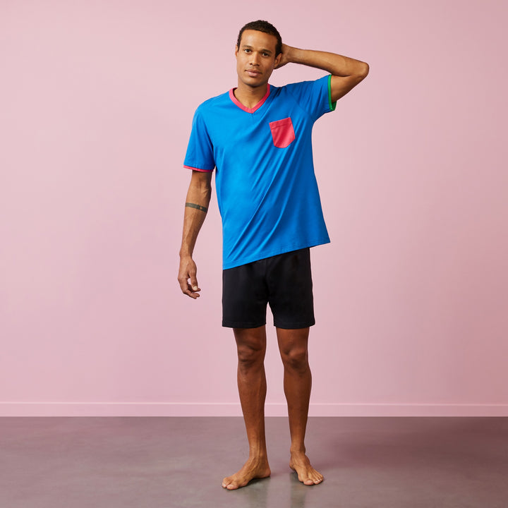 Pyjama court color-block
