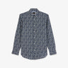Navy blue shirt in floral cotton poplin