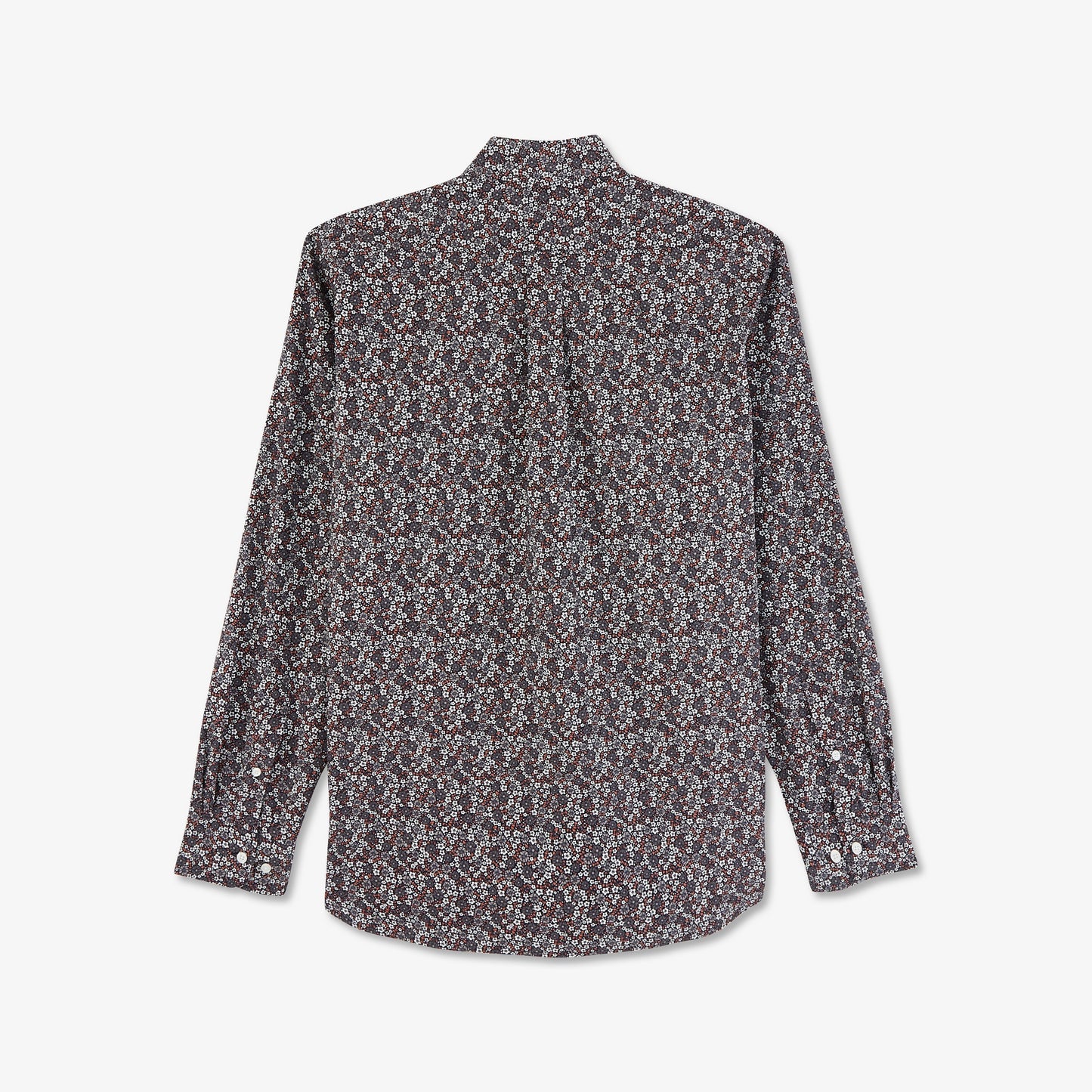 Chemise marron en popeline de coton fleuri