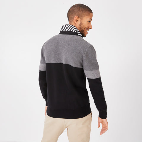 Black and grey cotton jersey-neck sweater - Image 3