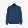 Blue cotton jersey trucker-neck sweater