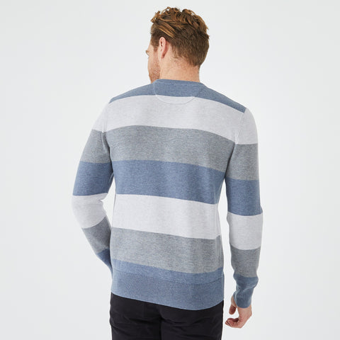 Blue wool and cotton striped sweater - Image 3