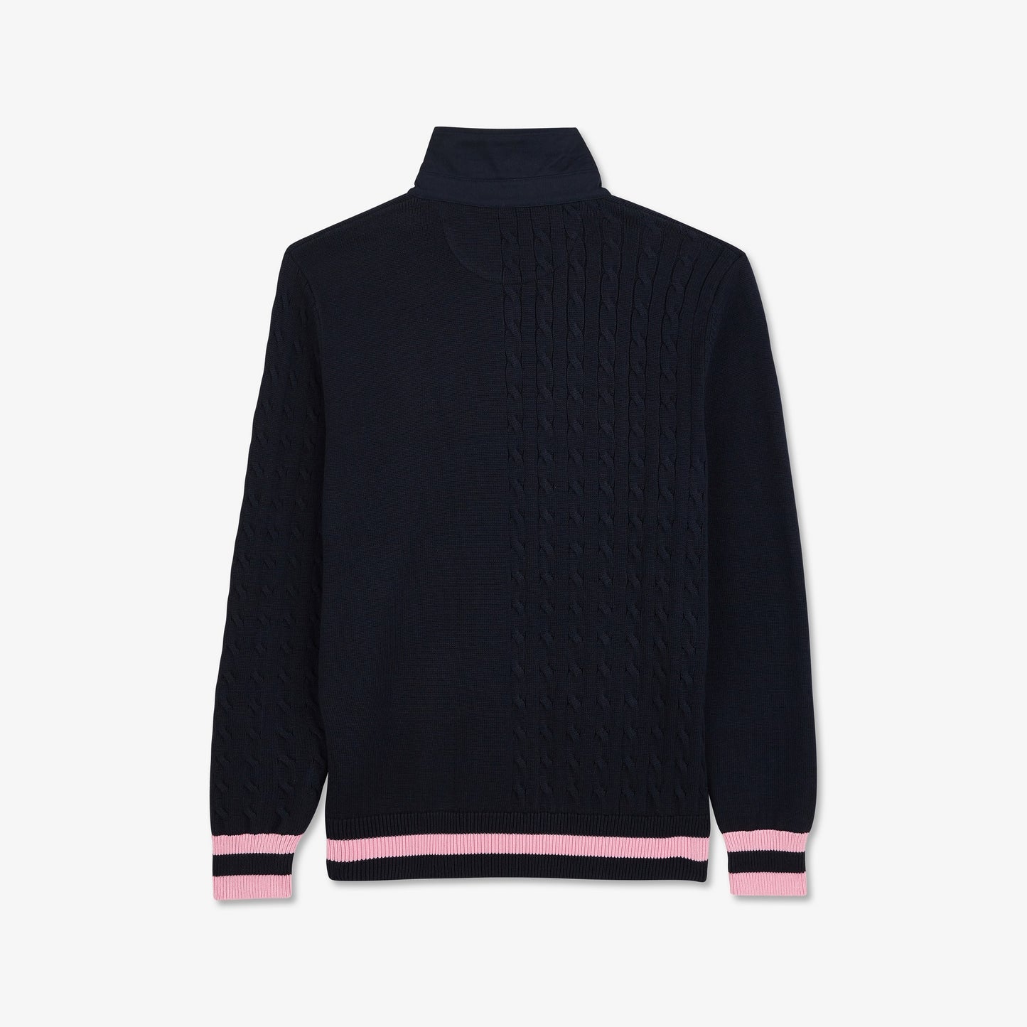 Navy cotton jersey-neck sweater with twists