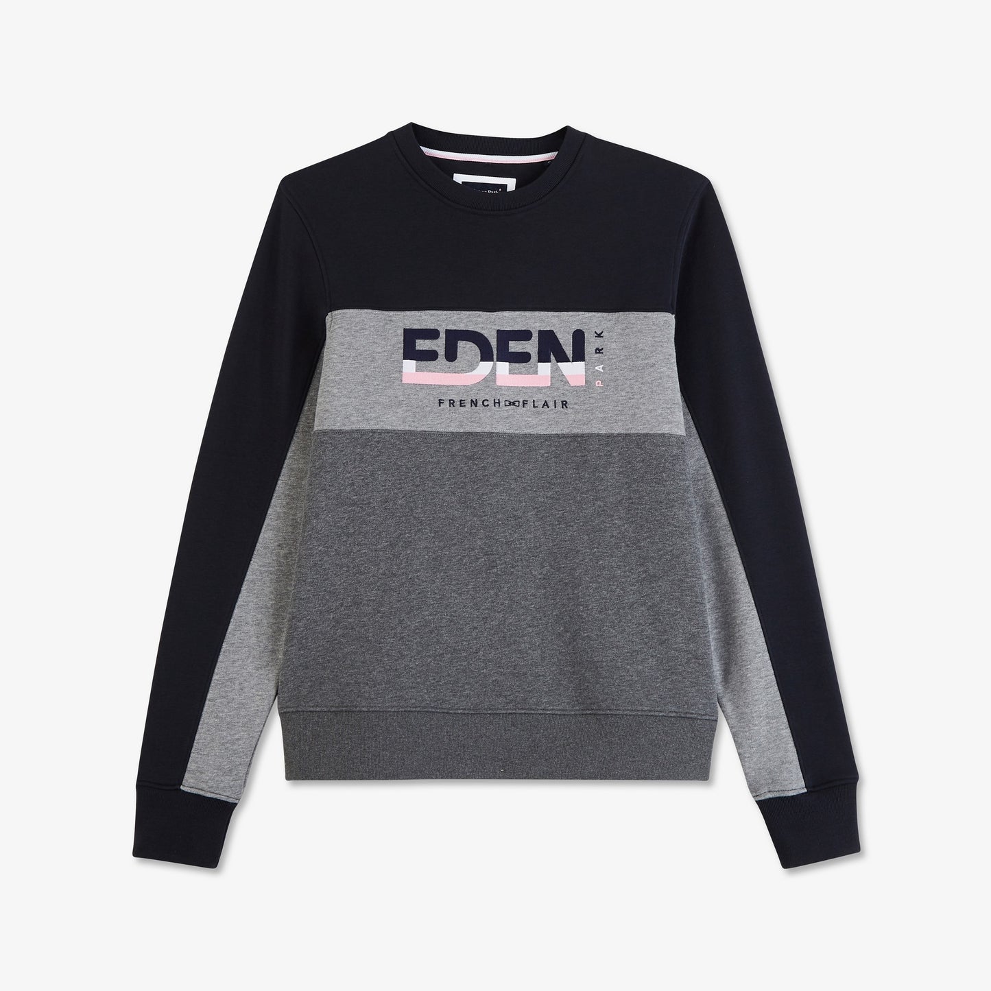 Sweatshirt à col rond en molleton color-block brodé