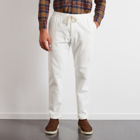 Pantalon chino velours élastiqué blanc - Image 1