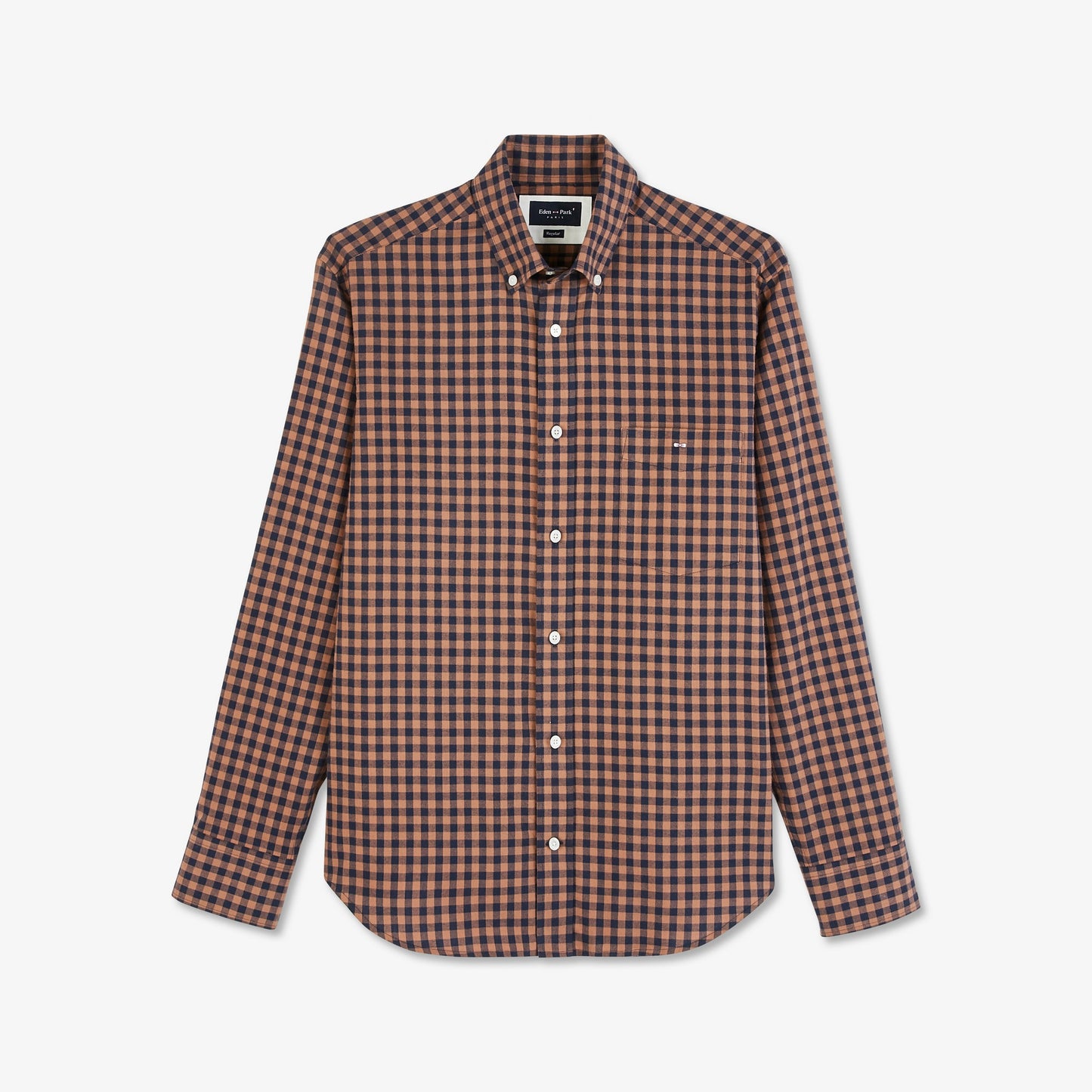 Brown checked shirt in cotton