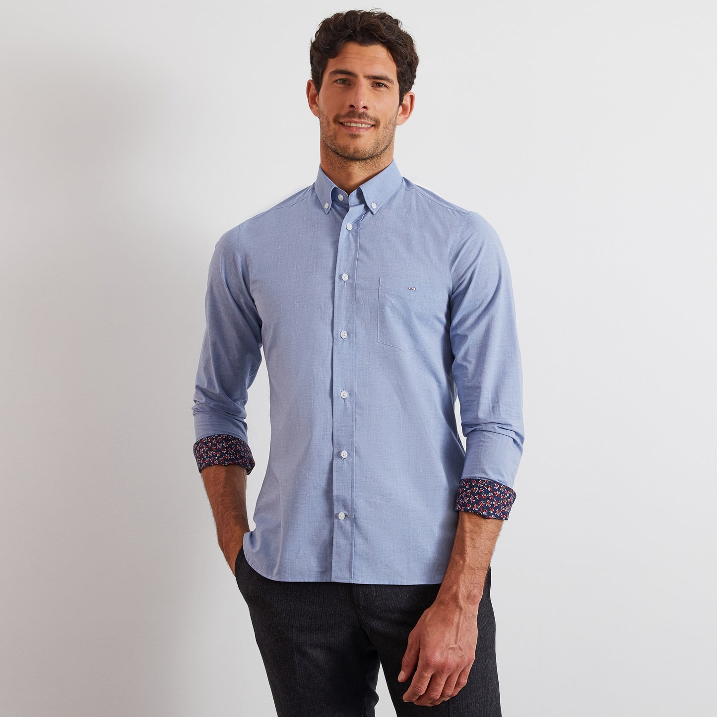 Chemise en coton bleu
