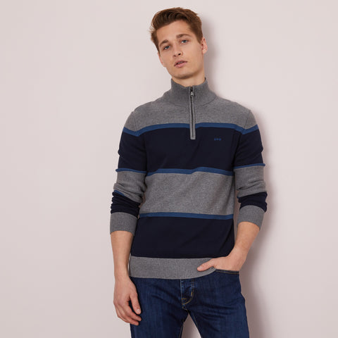 Striped jumper in combination knit - Image 1