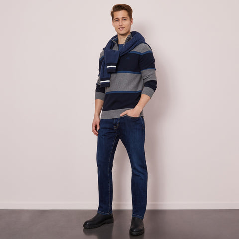 Striped jumper in combination knit - Image 3