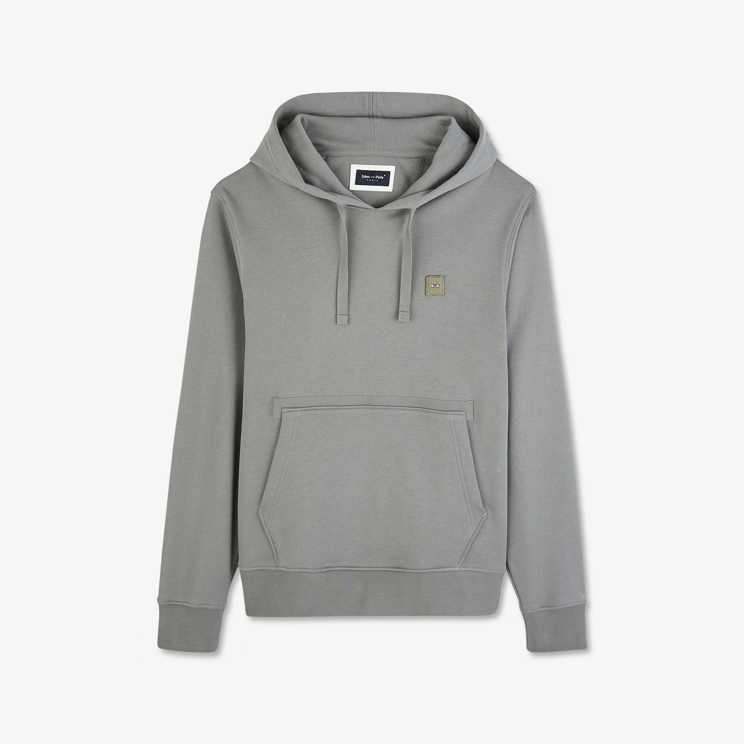 Hooded sweatshirt in khaki fleece