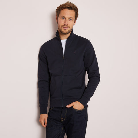 Sweat col montant zippé uni bleu marine - Image 1