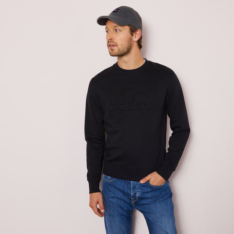 Sweat noir à logo embossé - Image 1