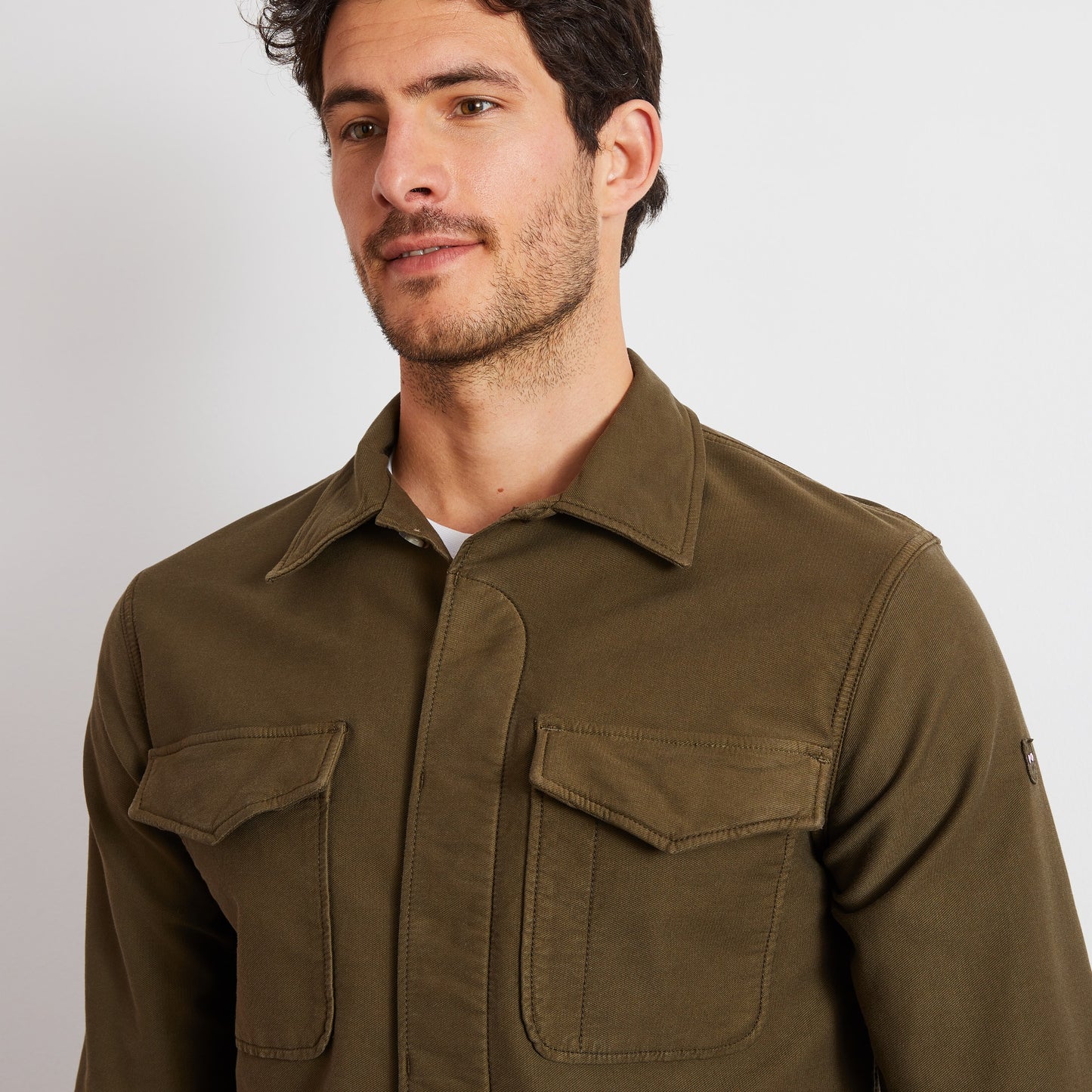 Khaki twill overshirt