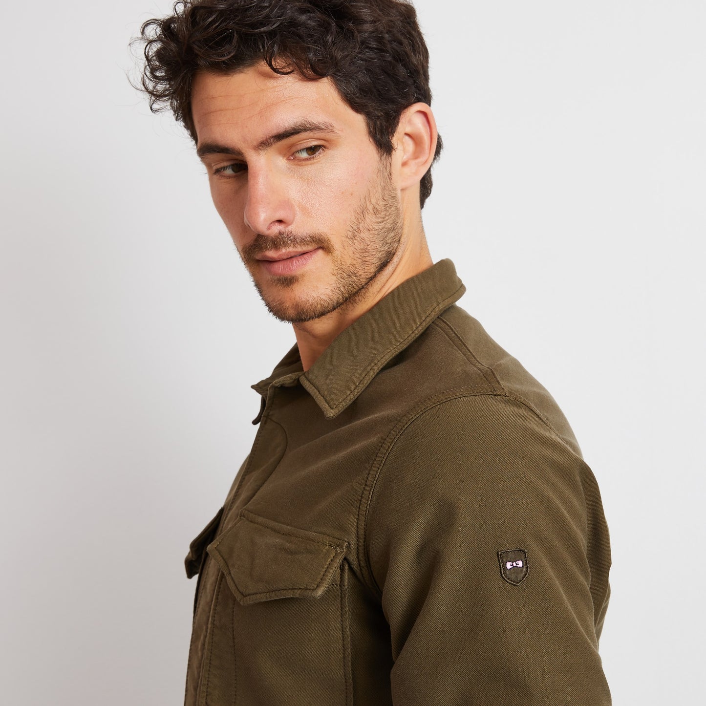 Khaki twill overshirt